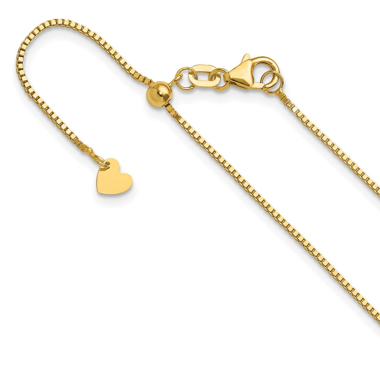 14K Yellow Gold 0.9 mm Box Chain Necklace, Polished detail view