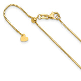 14K Yellow Gold 0.9 mm Box Chain Necklace, Polished detail view