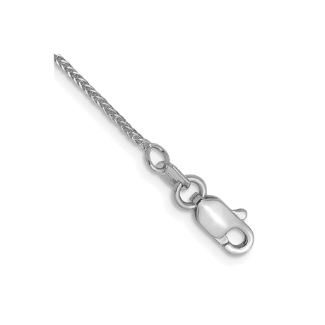 14K White Gold 0.8 mm Polished Chain Anklet, Solid