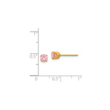 Yellow Gold Pink Gem Stud Earrings In Prong Set Round Cut