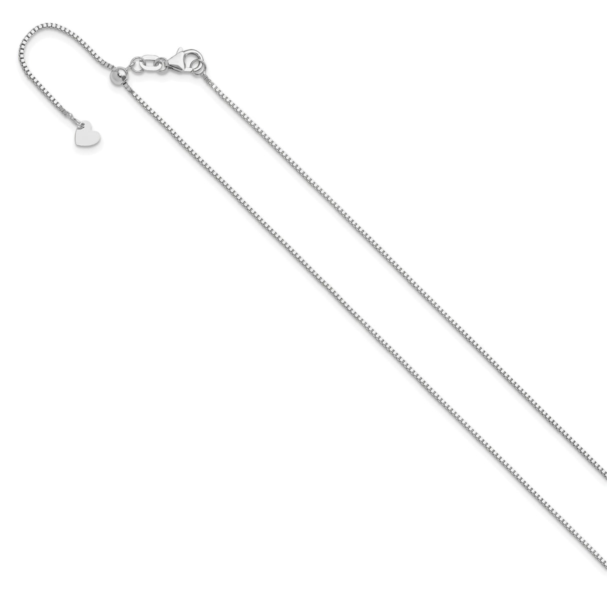 14K White Gold 0.9 mm Box Chain Necklace, Polished