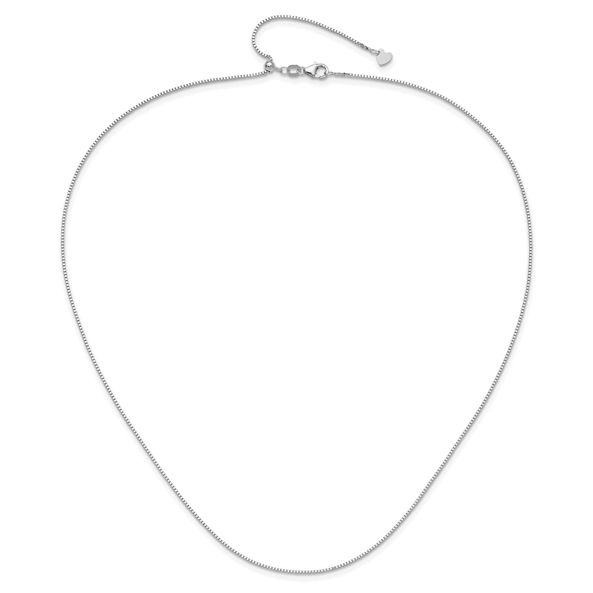 14K White Gold 0.9 mm Box Chain Necklace, Polished alternate angle