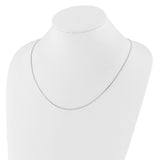 14K White Gold 0.9 mm Box Chain Necklace, Polished detail view