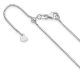 14K White Gold 0.9 mm Box Chain Necklace, Polished detail view