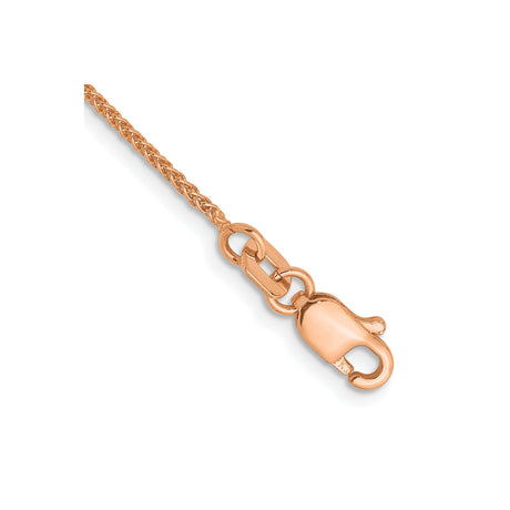 14K Rose Gold 1 mm Polished Chain Anklet, Solid