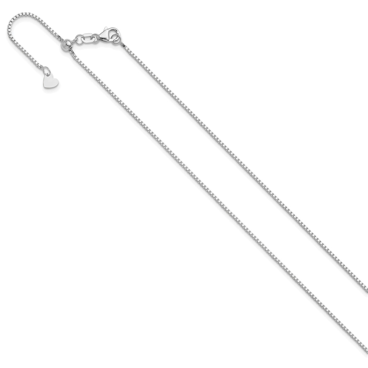 14K White Gold 1 mm Box Chain Necklace, Polished