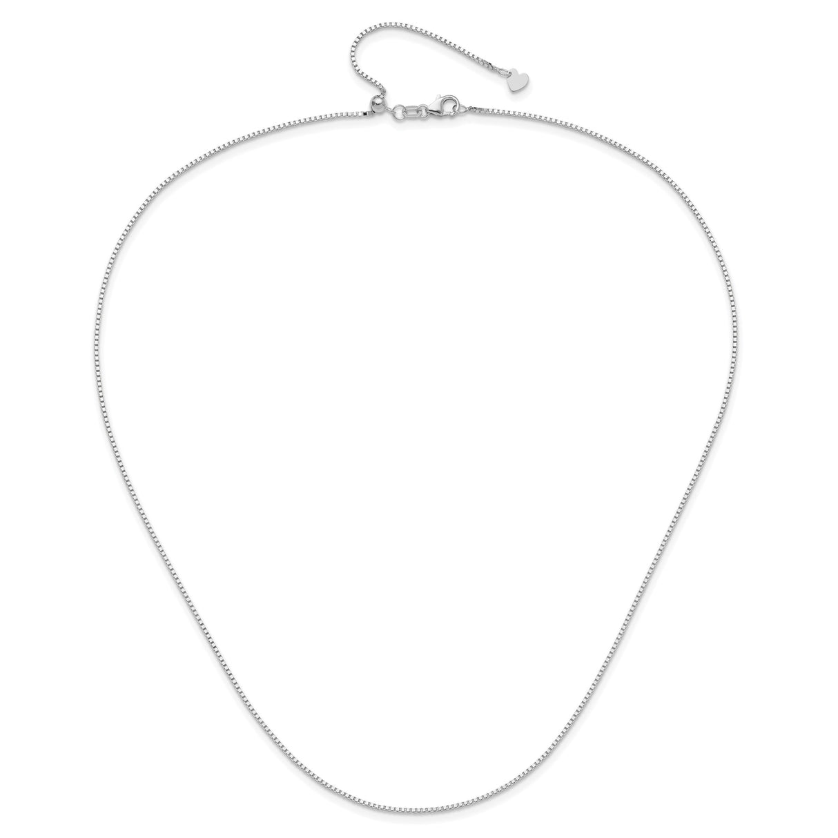 14K White Gold 1 mm Box Chain Necklace, Polished alternate angle