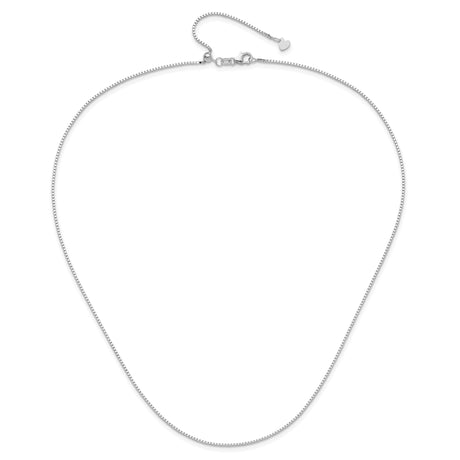 14K White Gold 1 mm Box Chain Necklace, Polished alternate angle