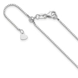 14K White Gold 1 mm Box Chain Necklace, Polished detail view