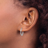 14k White Gold Hoop Earrings with Latch-Back Closure, Polished Minimalist Design for Women