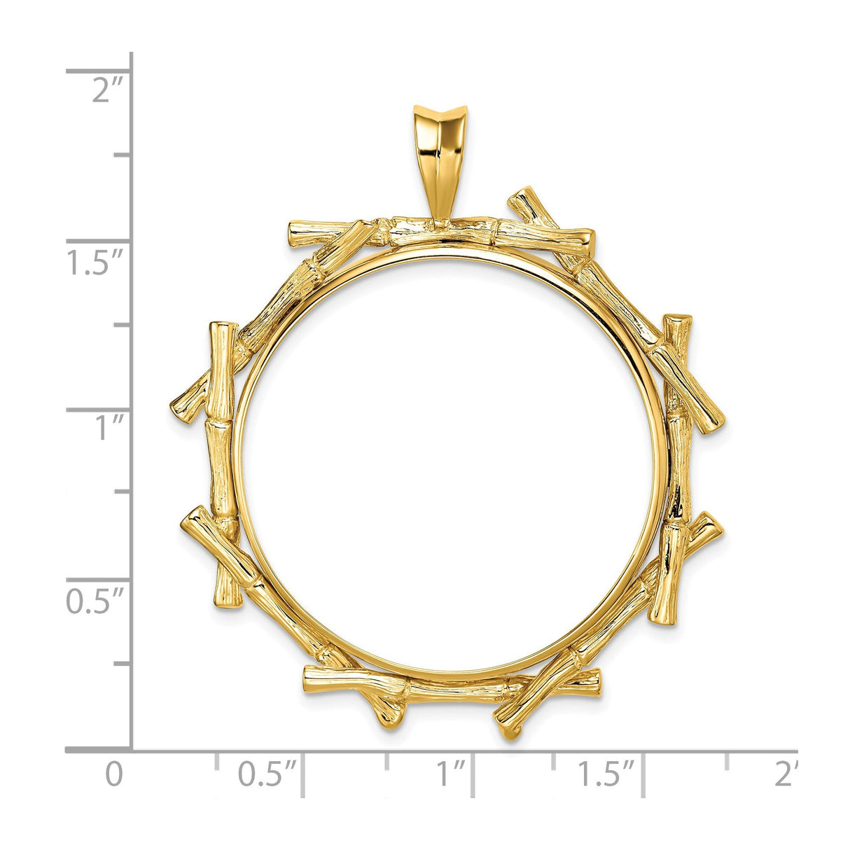 32 mm 14k Yellow Gold coin bezel for 32 mm Coin — size reference (ruler)