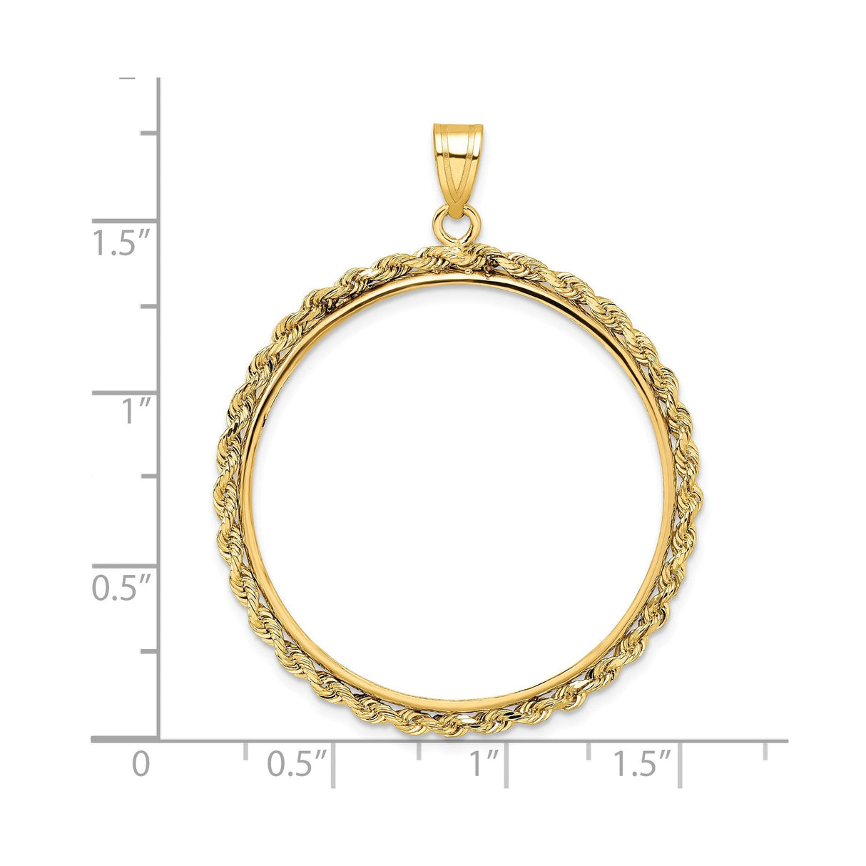 32 mm 14k Yellow Gold coin bezel for 32 mm Coin — size reference (ruler)