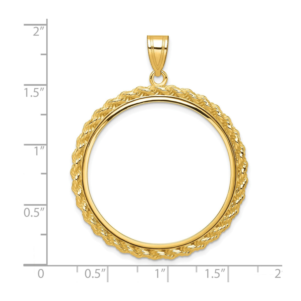 32 mm 14k Yellow Gold coin bezel for 32 mm Coin — size reference (ruler)