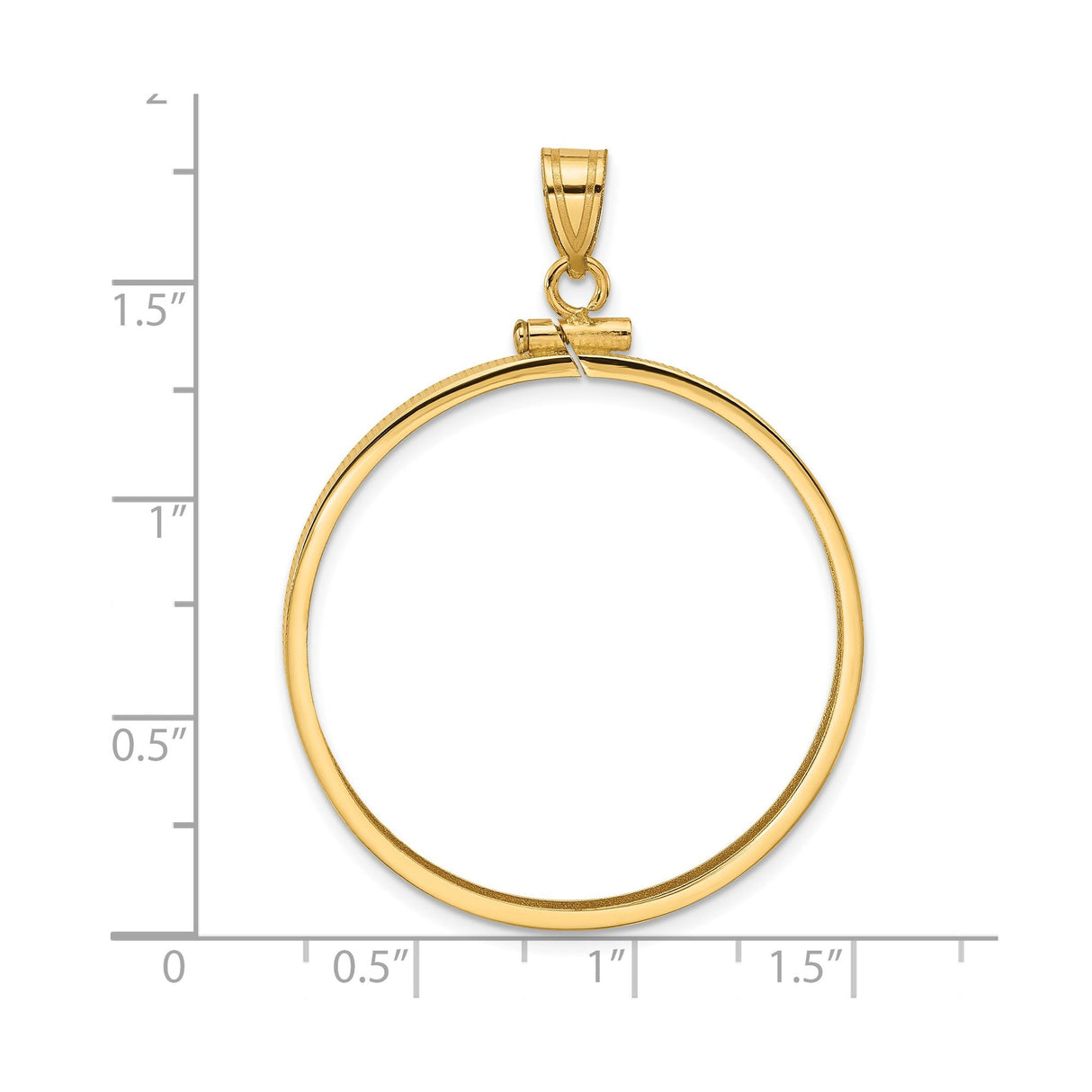 32 mm 14k Yellow Gold coin bezel for 32 mm Coin — size reference (ruler)