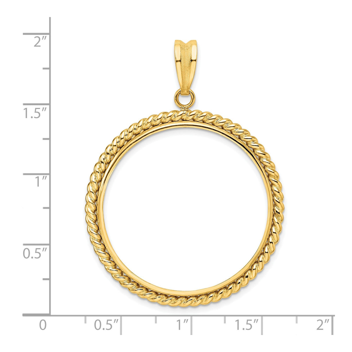 32 mm 14k Yellow Gold coin bezel for 32 mm Coin — size reference (ruler)