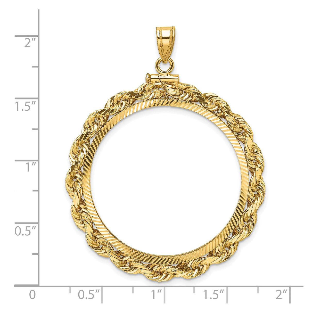 32 mm 14k Yellow Gold coin bezel for 32 mm Coin — size reference (ruler)