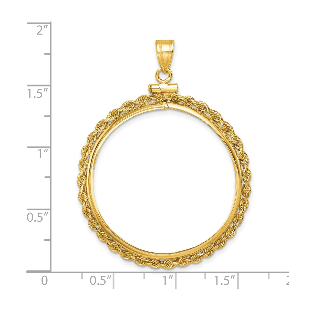 32 mm 14k Yellow Gold coin bezel for 32 mm Coin — size reference (ruler)