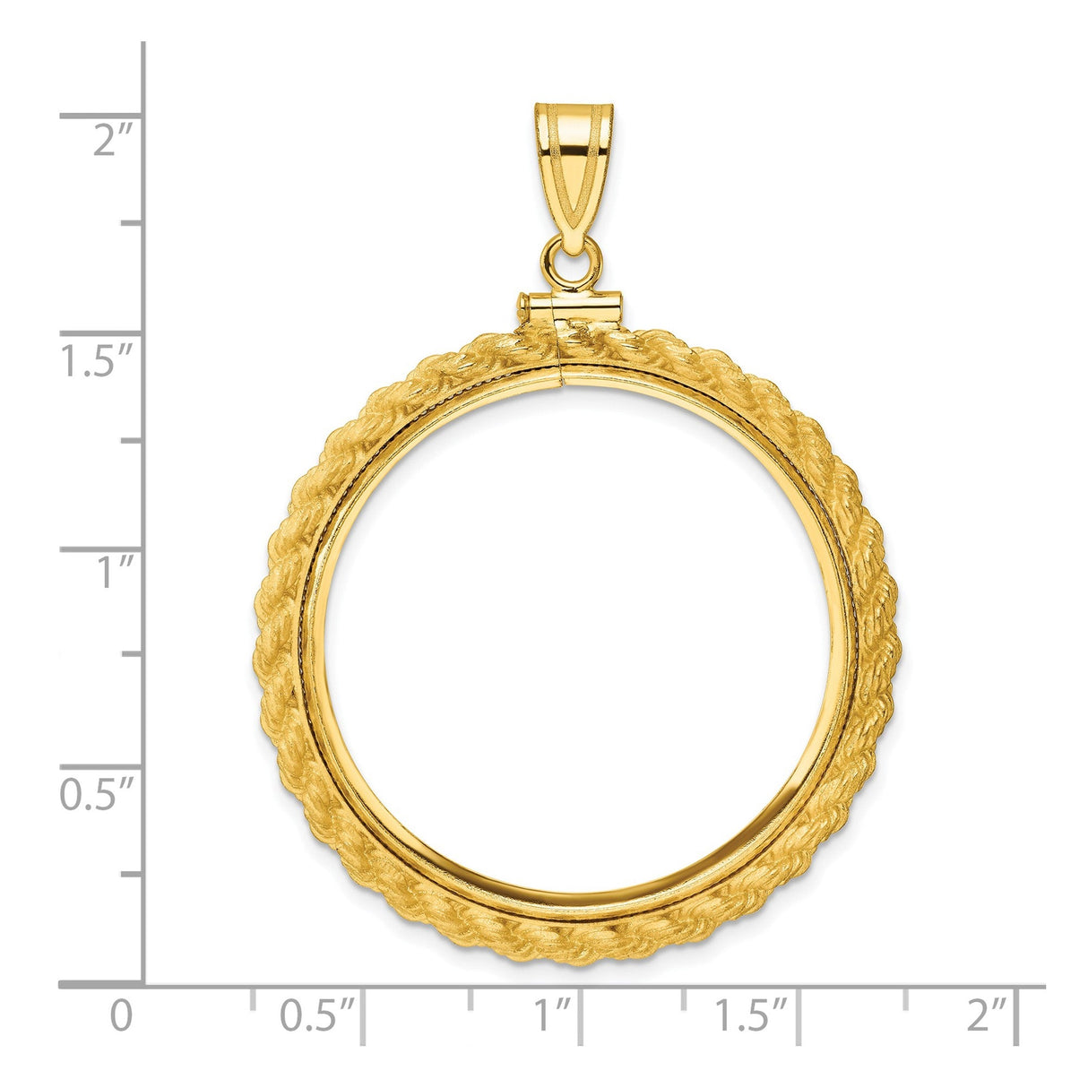 32 mm 14k Yellow Gold coin bezel for 32 mm Coin — size reference (ruler)