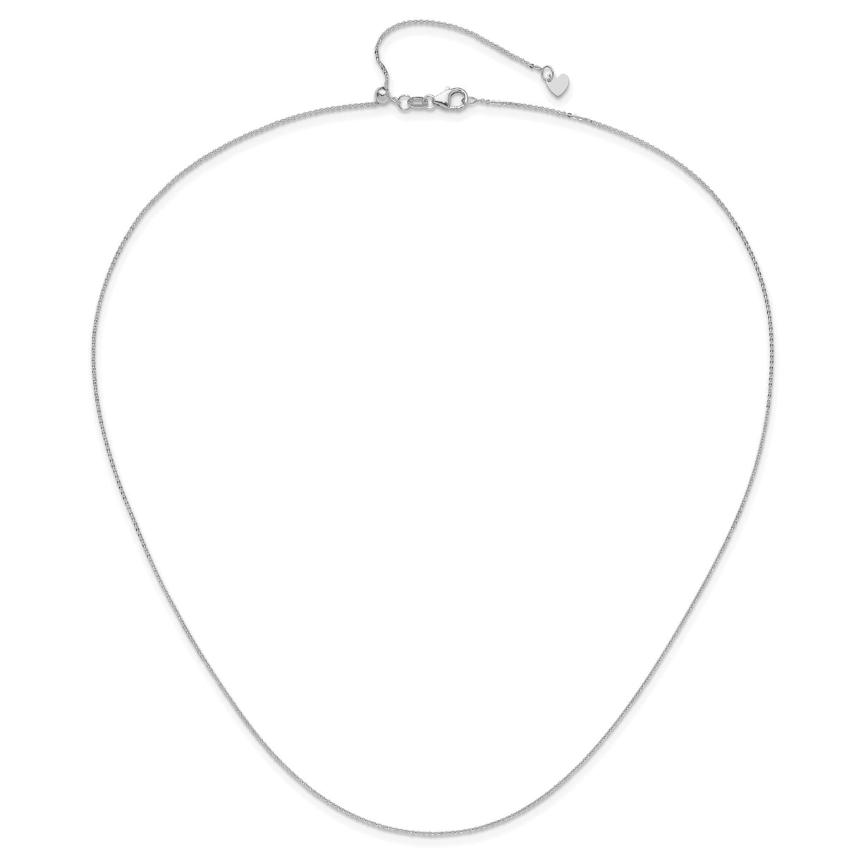 14K White Gold 1.2 mm Polished Chain Necklace alternate angle