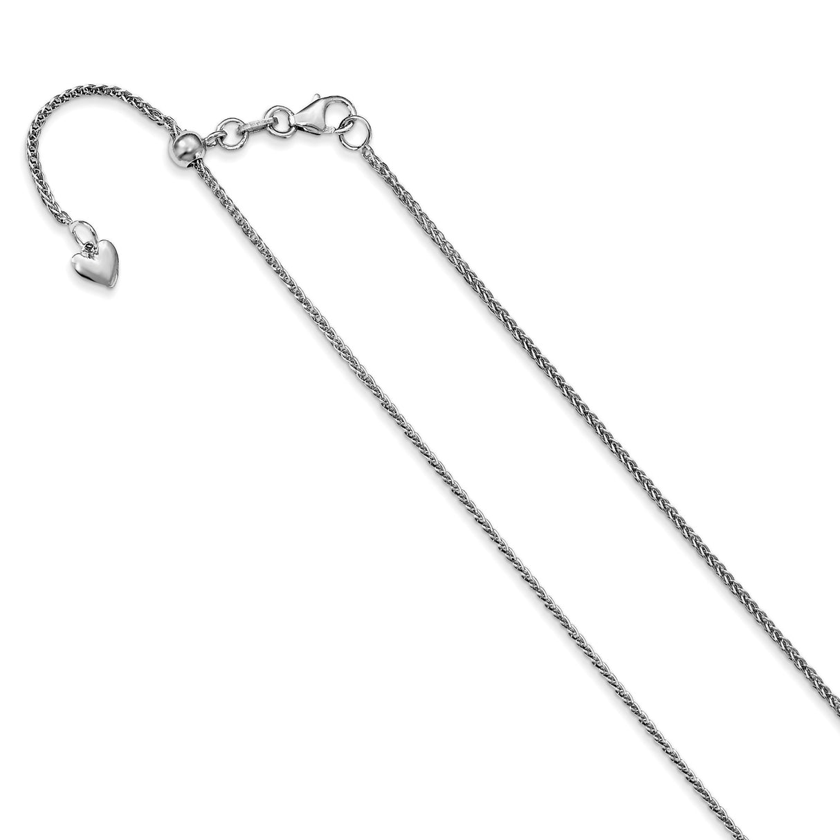 14K White Gold 1 mm Polished Chain Necklace detail view