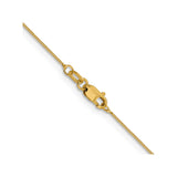 14K Yellow Gold 0.5 mm Box Chain Necklace, Polished alternate angle