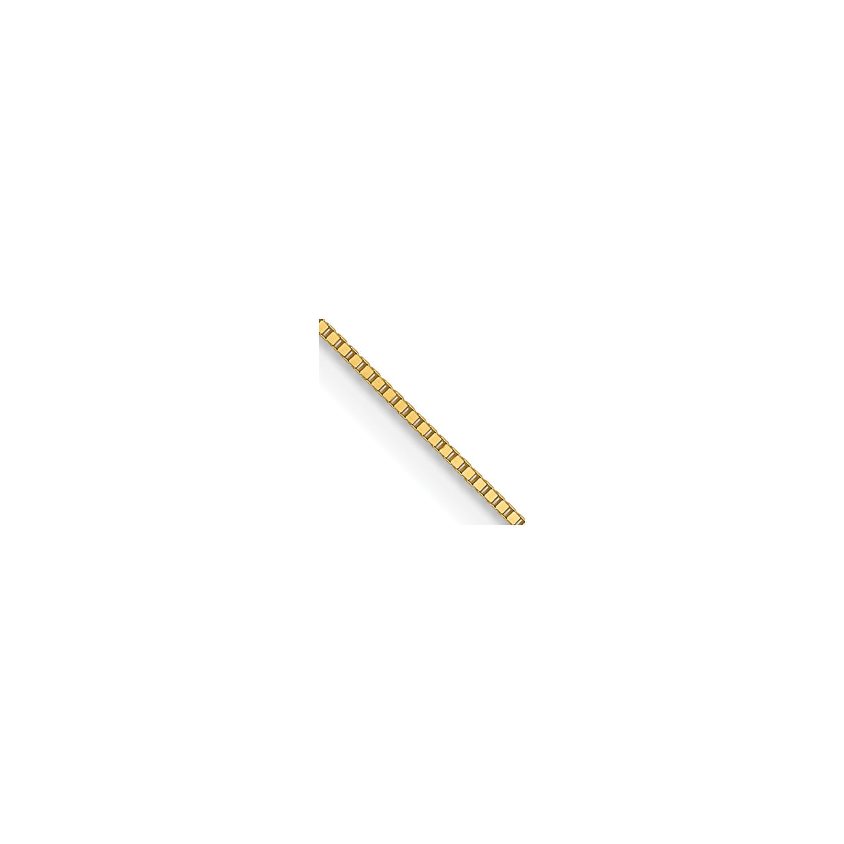 14K Yellow Gold 0.5 mm Box Chain Necklace, Polished detail view