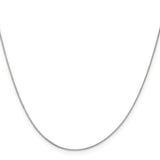 14K White Gold 0.5 mm Box Chain Necklace, Polished