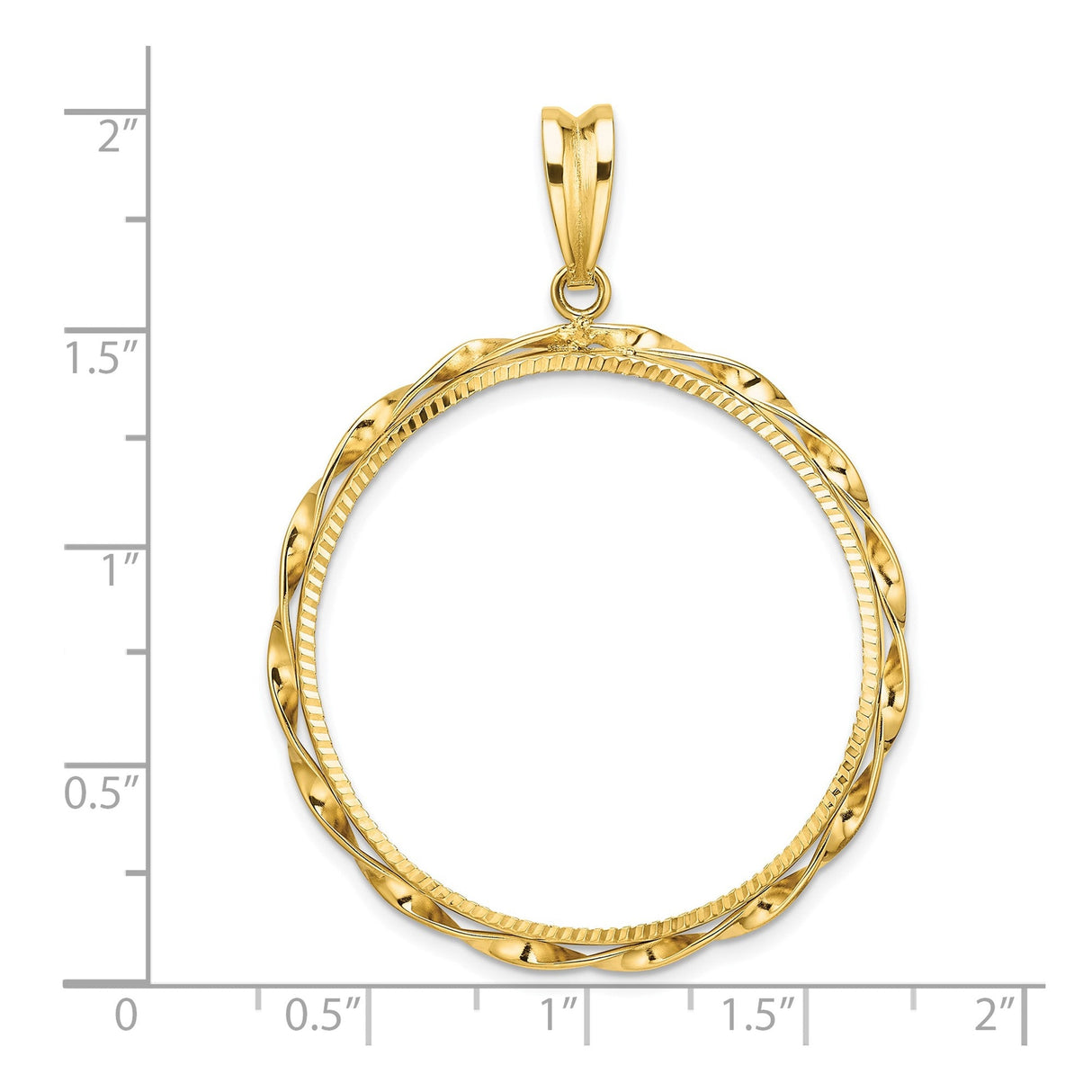 33 mm 14k Yellow Gold coin bezel for 32.7 mm Coin — size reference (ruler)