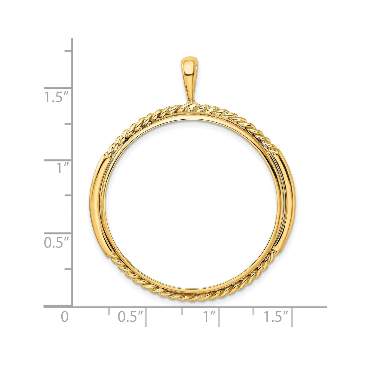 33 mm 14k Yellow Gold coin bezel for 32.7 mm Coin — size reference (ruler)