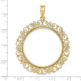 33 mm 14k Yellow Gold coin bezel for 32.7 mm Coin — size reference (ruler)