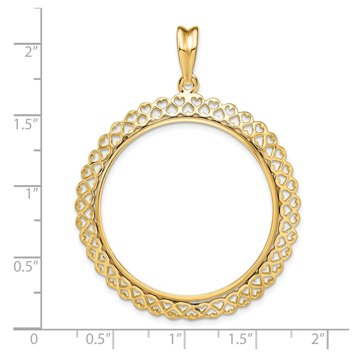 33 mm 14k Yellow Gold coin bezel for 32.7 mm Coin — size reference (ruler)