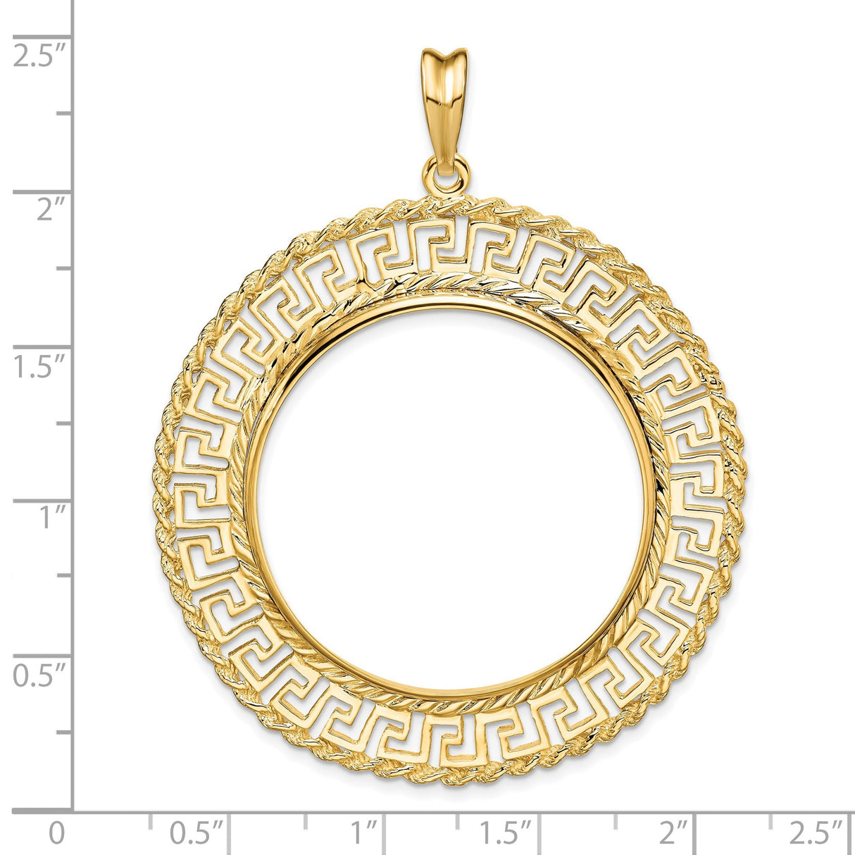 33 mm 14k Yellow Gold coin bezel for 32.7 mm Coin — size reference (ruler)