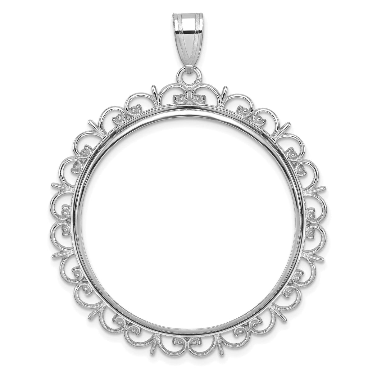33 mm 14k White Gold coin bezel for 32.7 mm Coin