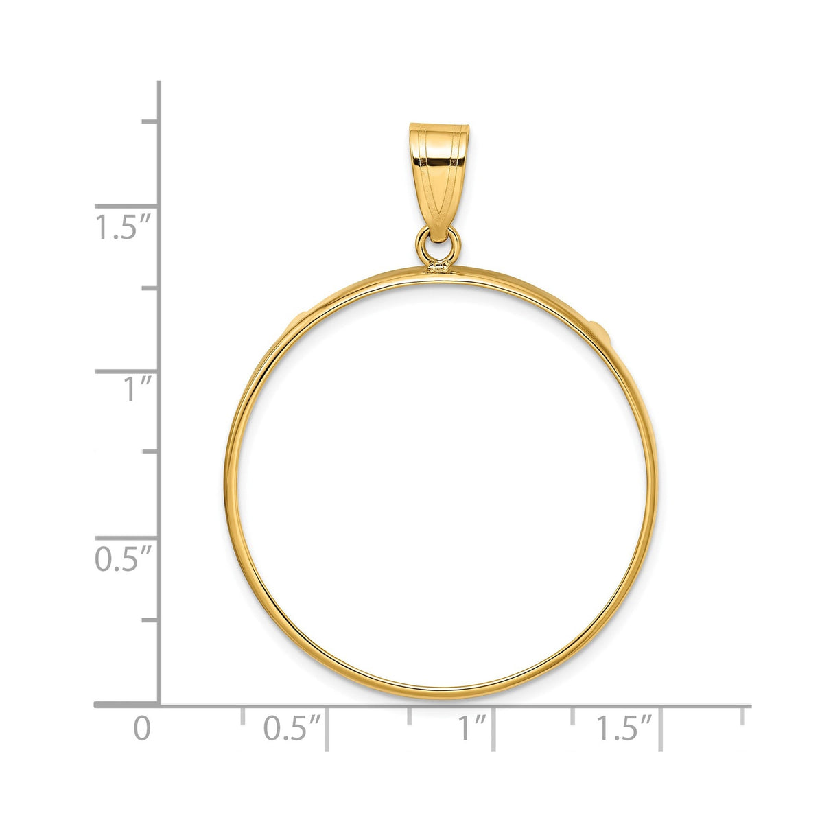 33 mm 14k Yellow Gold coin bezel for 32.7 mm Coin — size reference (ruler)