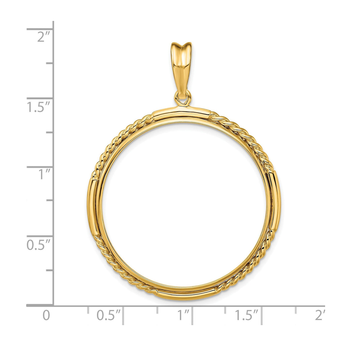33 mm 14k Yellow Gold coin bezel for 32.7 mm Coin — size reference (ruler)