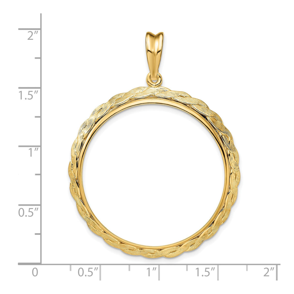 33 mm 14k Yellow Gold coin bezel for 32.7 mm Coin — size reference (ruler)