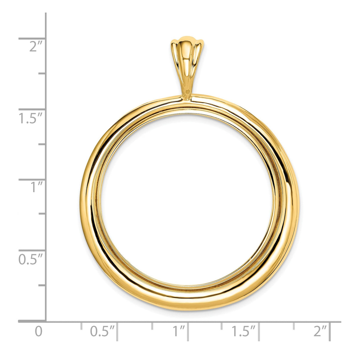 33 mm 14k Yellow Gold coin bezel for 32.7 mm Coin — size reference (ruler)
