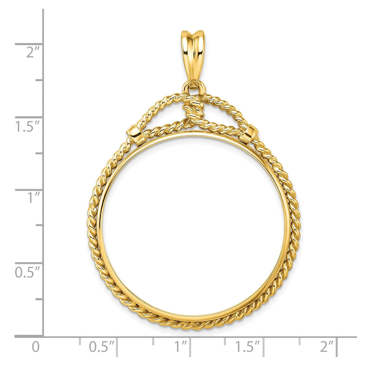 33 mm 14k Yellow Gold coin bezel for 32.7 mm Coin — size reference (ruler)