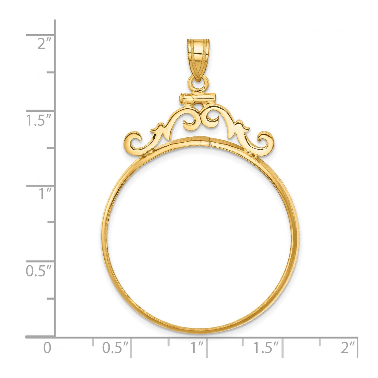 33 mm 14k Yellow Gold coin bezel for 32.7 mm Coin — size reference (ruler)