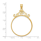 33 mm 14k Yellow Gold coin bezel for 32.7 mm Coin — size reference (ruler)