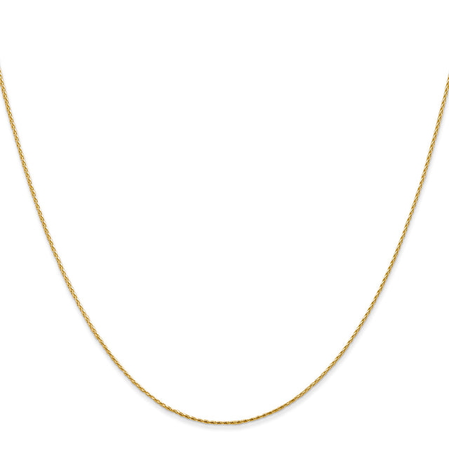 14K Yellow Gold 0.8 mm Polished Chain Necklace, Solid