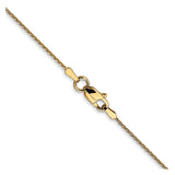 14K Yellow Gold 0.8 mm Polished Chain Necklace, Solid alternate angle