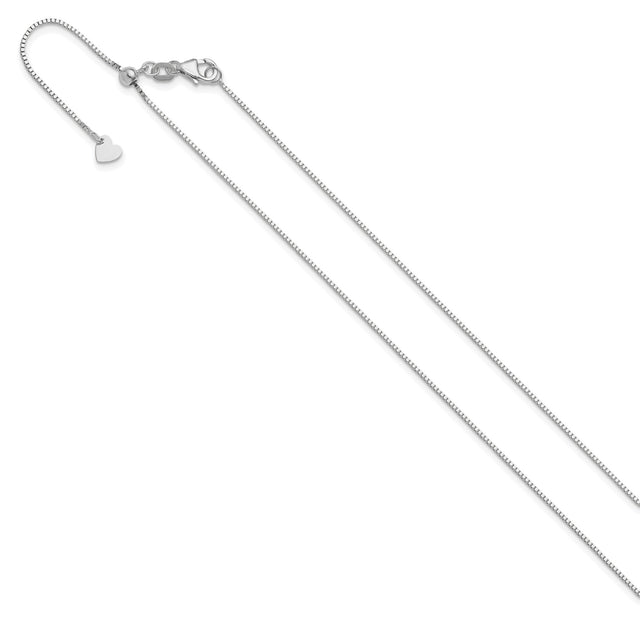 14K White Gold 0.8 mm Box Chain Necklace, Polished