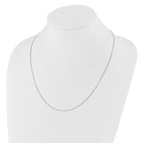 14K White Gold 0.8 mm Box Chain Necklace, Polished detail view