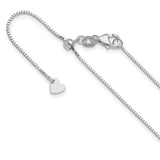 14K White Gold 0.8 mm Box Chain Necklace, Polished detail view