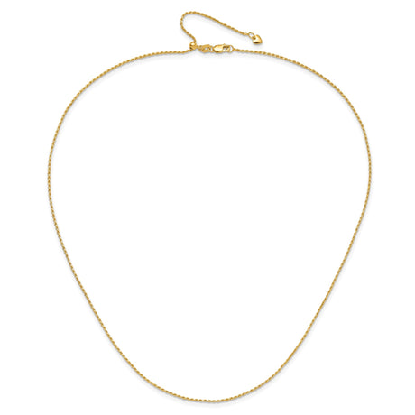 14K Yellow Gold 1.2 mm Rope Chain Necklace, Polished alternate angle
