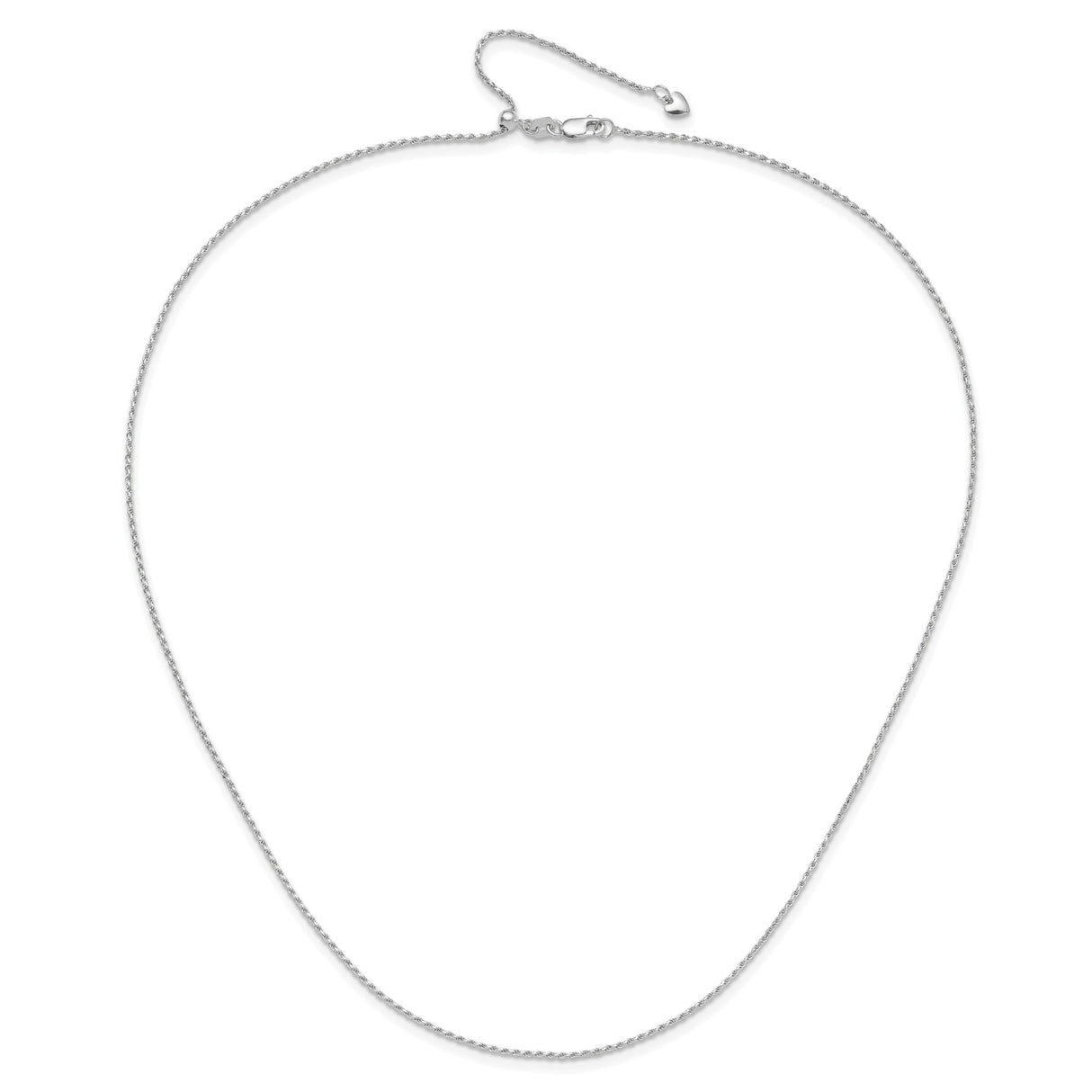 14K White Gold 1.2 mm Rope Chain Necklace, Polished alternate angle