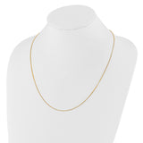 14K Yellow Gold 0.8 mm Box Chain Necklace, Polished detail view