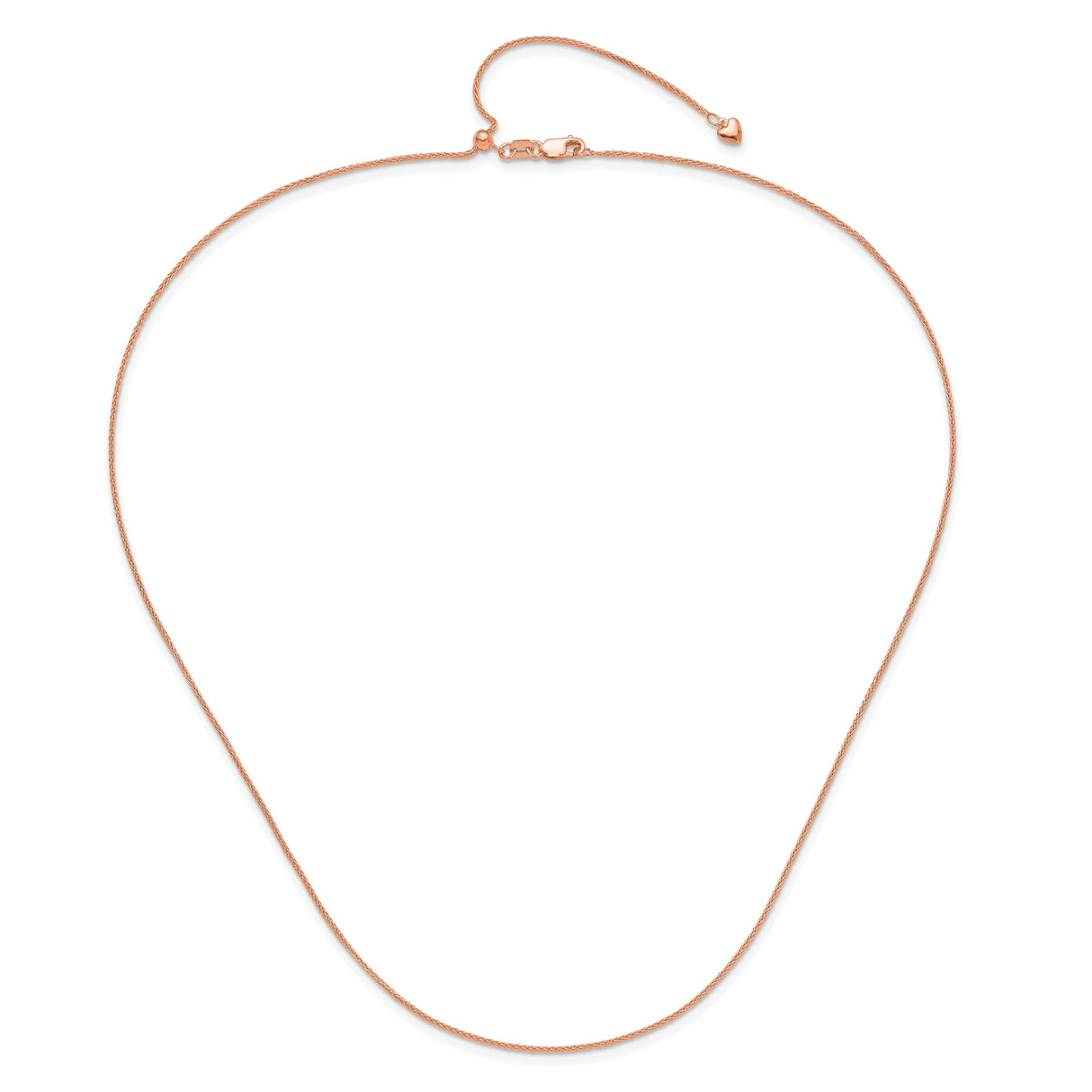14K Rose Gold 1 mm Polished Chain Necklace alternate angle