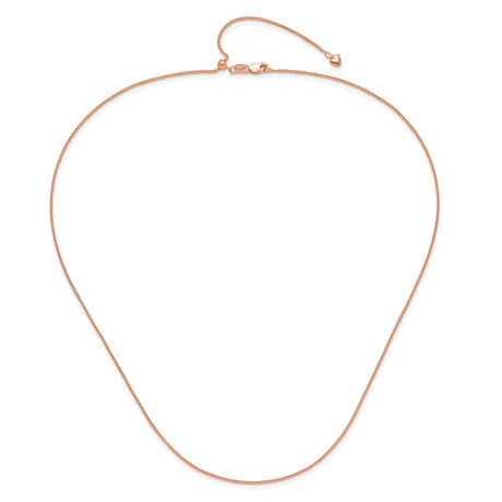 14K Rose Gold 1 mm Polished Chain Necklace alternate angle